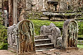 Polonnaruwa - The Lankatilaka (Ornament of Lanka). Detail of the entrance balustrade and guardstone. 