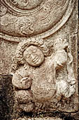 Polonnaruwa - the Vatadage. Detail of the decoration of the balustrade  of the eastern stairway. 