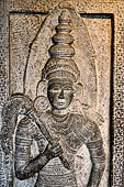 Kandy - The Sacred Tooth Relic Temple, detail of the carved stone entrance to the shrine.