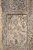 Kandy - The Sacred Tooth Relic Temple, detail of the carved stone entrance to the shrine. 