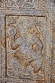 Kandy - The Sacred Tooth Relic Temple, detail of the carved stone entrance to the shrine. 