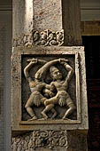 Kandy - The Sacred Tooth Relic Temple, the New Shrine Room. Details of the stone decorations of the external entrance.