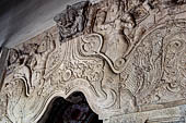 Kandy - The Sacred Tooth Relic Temple, detail of the makara torana archway of the entrance to the shrine.