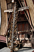 Bori Parinding villages - Traditional tongkonan house. The front of the house with buffalo head and a collection of genuine buffalo horns.